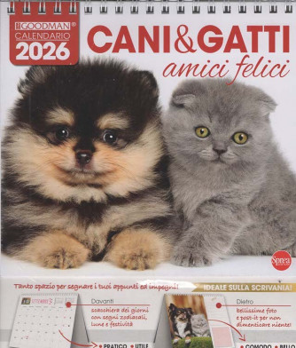 Calendario da Tavolo - Cani & Gatti amici felici 2026 (17x20 cm con spirale)