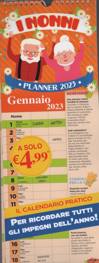 Calendario Planner 2023 "I nonni" - cm. 16x50 c/spirale