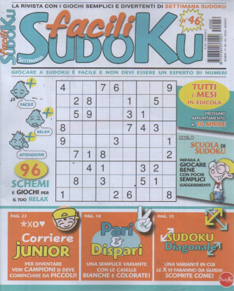 Settimana facili sudoku - n.46- mensile - marzo  2024