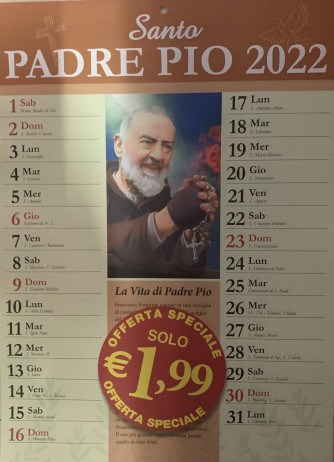 Calendario 2022 SANTO PADRE PIO 24 x 33 cm