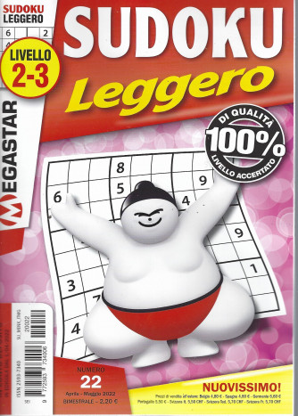 Sudoku Leggero - livello 2-3 - n. 22 -aprile - maggio  2022- bimestrale