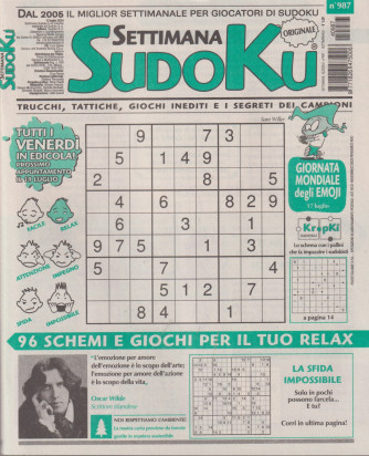 Settimana Sudoku - n.987-12 luglio     2024 - settimanale