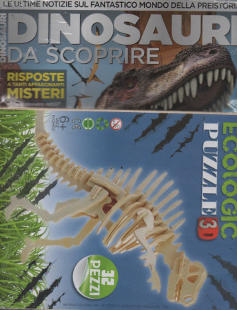 Dinosauri leggendari speciale - n. 8 -Dinosauri da scoprire -  agosto - settembre 2023 - bimestrale - + Ecologic puzzle 3 d - 32 pezzi - rivista + puzzle