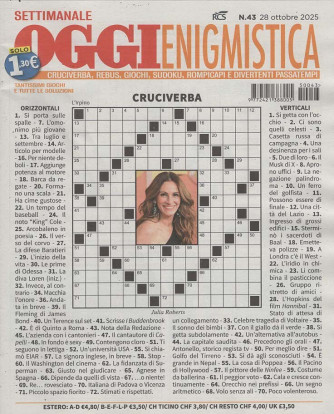 Settimanale Oggi Enigmistica - Uscita n.43 - 21 Ottobre 2025 - Settimanale