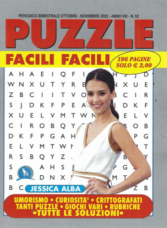 Puzzle Facili Facili - n. 52 - bimestrale -ottobre - novembre     2022 - 196 pagine