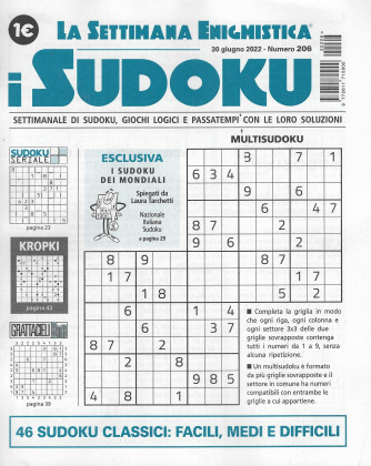 La settimana enigmistica - i sudoku - n. 206 -30 giugno    2022 - settimanale