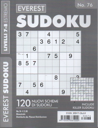 Everest Sudoku -livelli 7-8 estremo -  n. 76 - bimestrale