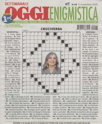 Settimanale Oggi Enigmistica - Uscita n.45 - 4 Novembre 2025 - Settimanale