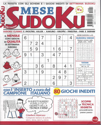 Settimana Mese sudoku- n. 40 - mensile -giugno 2022