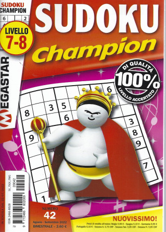 Sudoku Champion - livello 7-8 - n. 42 -agosto - settembre  2022 - bimestrale