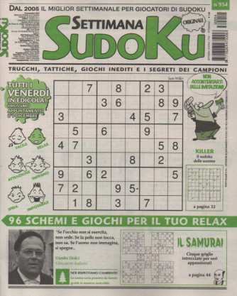 Settimana Sudoku - n.954-24 novembre      2023 - settimanale