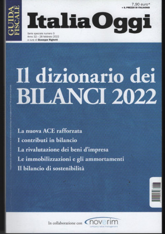 Guida fiscale - Italia Oggi - Il dizionario dei bilanci 2022 - n. 3 - 28 Febbraio 2022