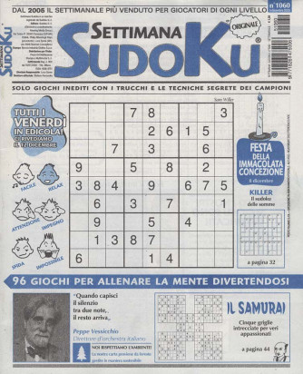 Settimana Sudoku - Uscita n.1060 - 3 Dicembre 2025 - Settimanale