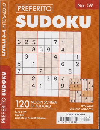 Preferito Sudoku - n. 59 - livelli 3-4 intermedio - bimestrale .