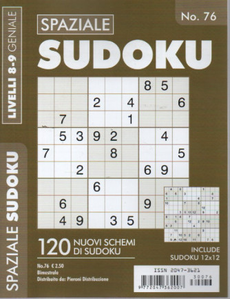 Spaziale Sudoku - n.76 - livelli 8-9 geniale - bimestrale