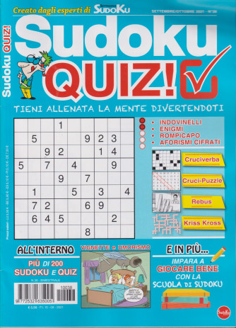 Sudoku quiz! - n. 38 - settembre - ottobre 2021 -  bimestrale