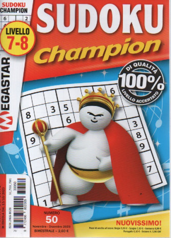 Sudoku Champion - n. 50 -livello 7-8 -novembre -dicembre  2023 - bimestrale