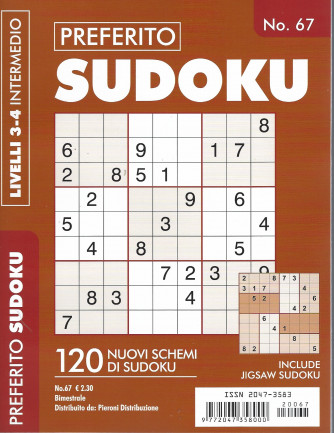 Preferito Sudoku - n. 67 - livelli 3-4 intermedio - bimestrale .