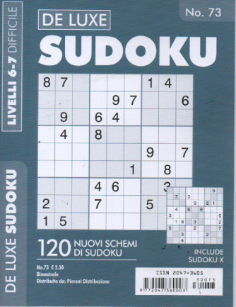 De Luxe Sudoku - n. 73 - livelli 6-7 difficile - bimestrale