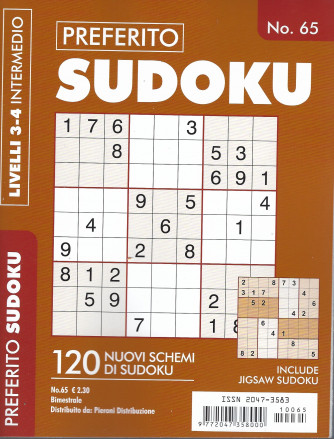 Preferito Sudoku - n. 65 - livelli 3-4 intermedio - bimestrale .