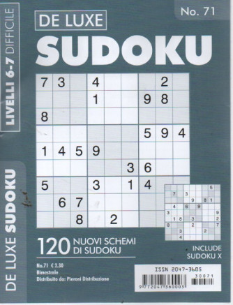 De Luxe Sudoku - n. 71 - livelli 6-7 difficile - bimestrale