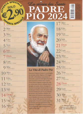 Calendario PADRE PIO 2024 cm. 24x33