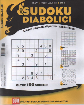 Sudoku diabolici - n. 39 - maggio - luglio 2023 - trimestrale