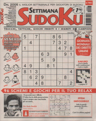 Settimana Sudoku - n.903 -2 dicembre  2022 - settimanale