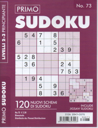 Primo sudoku - n. 73 - bimestrale - livelli 2-3 principiante