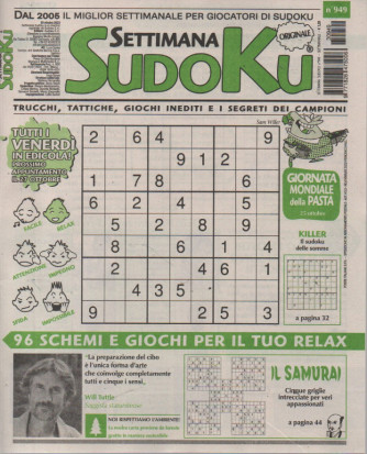 Settimana Sudoku - n.949-20 ottobre       2023 - settimanale