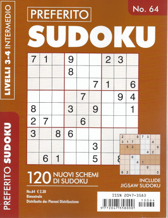 Preferito Sudoku - n. 64 - livelli 3-4 intermedio - bimestrale .