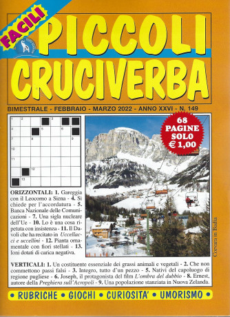 Piccoli Cruciverba - n. 149 - bimestrale -febbraio - marzo  2022 - 68 pagine