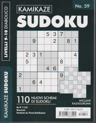 Kamikaze sudoku - n. 59 - livelli 9-10 diabolico - bimestrale