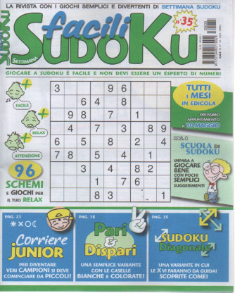 Settimana facili sudoku - n.35- mensile - aprile  2023