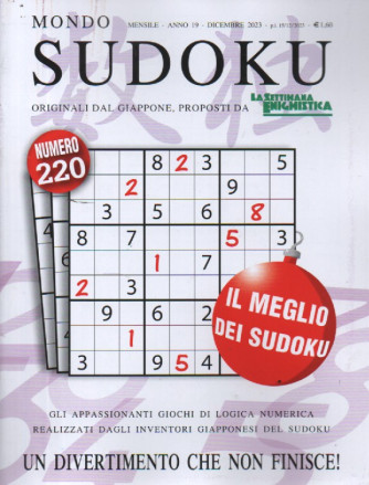 Mondo Sudoku - n. 220 - mensile -dicembre    2023
