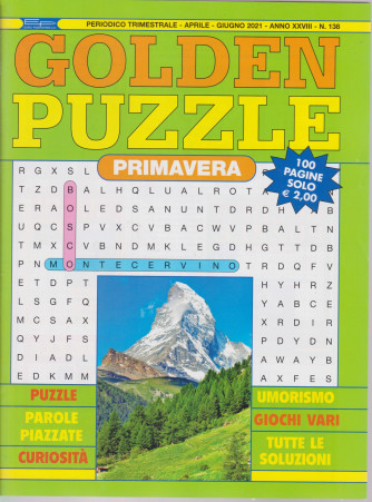 Golden Puzzle  primavera - n. 138 - trimestrale -aprile - giugno  2021- 100 pagine