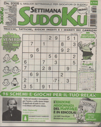Settimana Sudoku - n.934-7 luglio     2023 - settimanale