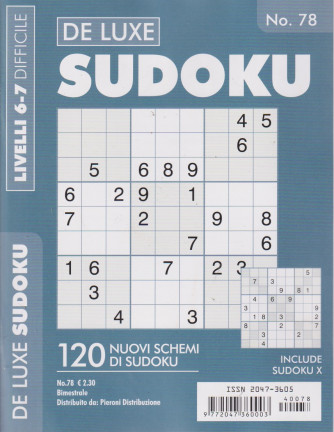 De Luxe Sudoku - n. 78 - livelli 6-7 difficile - bimestrale