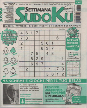 Settimana Sudoku - n.937-28 luglio     2023 - settimanale
