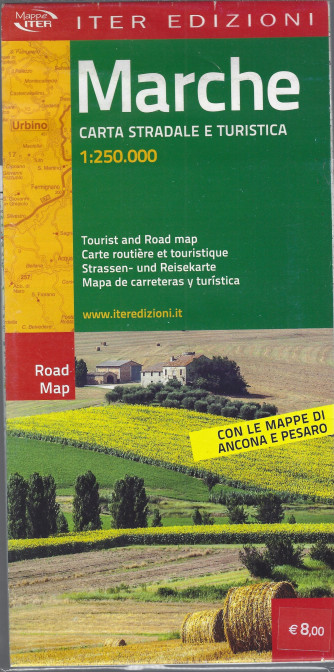 Mappa Marche -Carta stradale e turistica 1:250.000 - Con le mappe di Ancona e Pesaro - maggio 2024