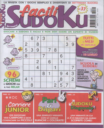 Settimana facili sudoku - n.37- mensile - giugno  2023