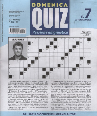 Domenica Quiz - Uscita n.7 - 18 Febbraio 2025 - Settimanale