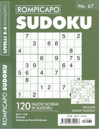 Rompicapo Sudoku - n.67 - livelli 5-6 avanzato - bimestrale