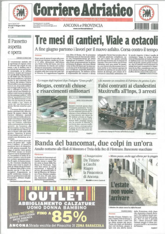 Corriere Adriatico quotidiano di Giovedì 9 Giugno 2016