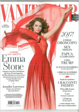 Vanity Fair  - settimanale n. 1 -11 Gennaio 2017 Emma Stone