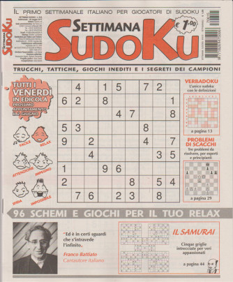 Settimana Sudoku - n. 616 - 26 Maggio 2017 "Franco Battiato"