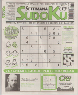 Settimana Sudoku - n. 618 - 16 giugno 2017 