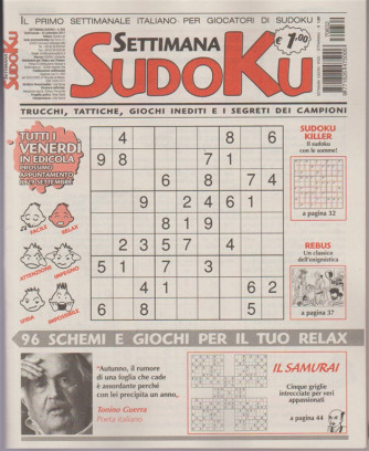 Settimana Sudoku n. 632 - 22 settembre 2017 
