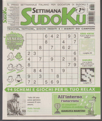 Settimana Sudoku n. 623 - 21 Luglio 2017 
