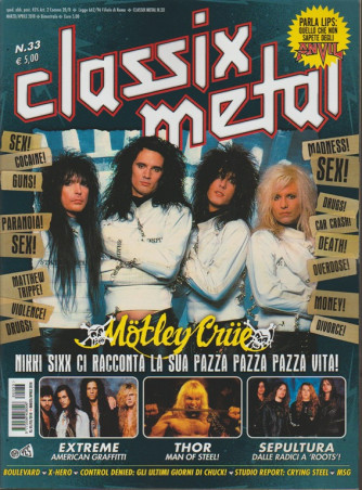 Classix Metal - bimestrale n. 33 Marzo 2018 - Motley Crue